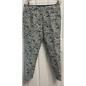 J Crew Women Green/Black Wool/Silk Leopard Dress‎ Ankle Pleated Work Pants Sz.4
